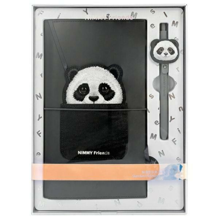 Nimmy Set 2in1 Notebook + Pen Big Eyed Pet 2.0 Panda - Svart | 2353 | AlltMobil