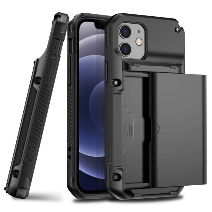 OEM - iPhone 12/12 Pro Skal Med Kortfack - Svart
