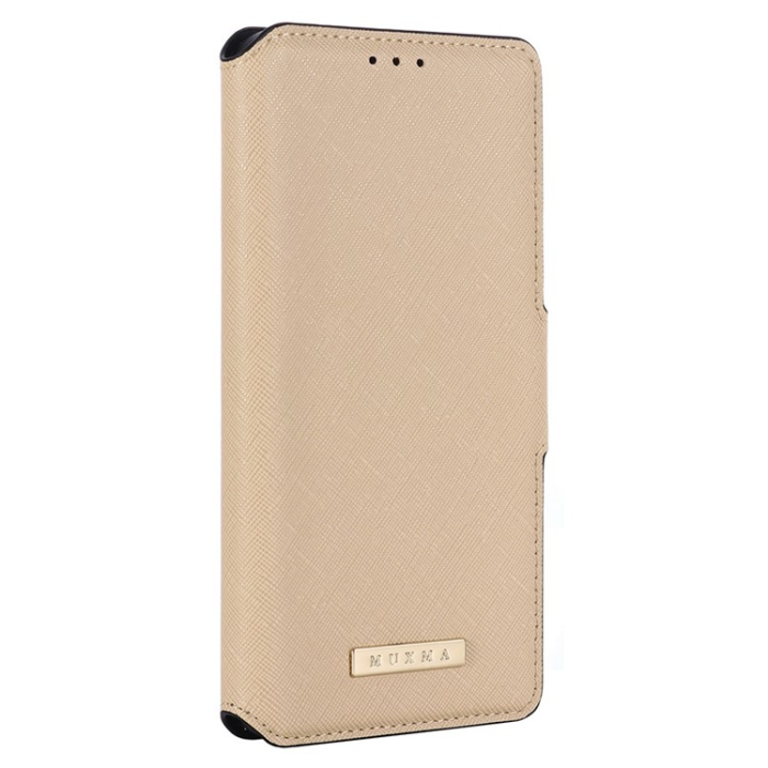 MUXMA - MUXMA iPhone 14 Pro Max Plånboksfodral Cross Texture - Guld
