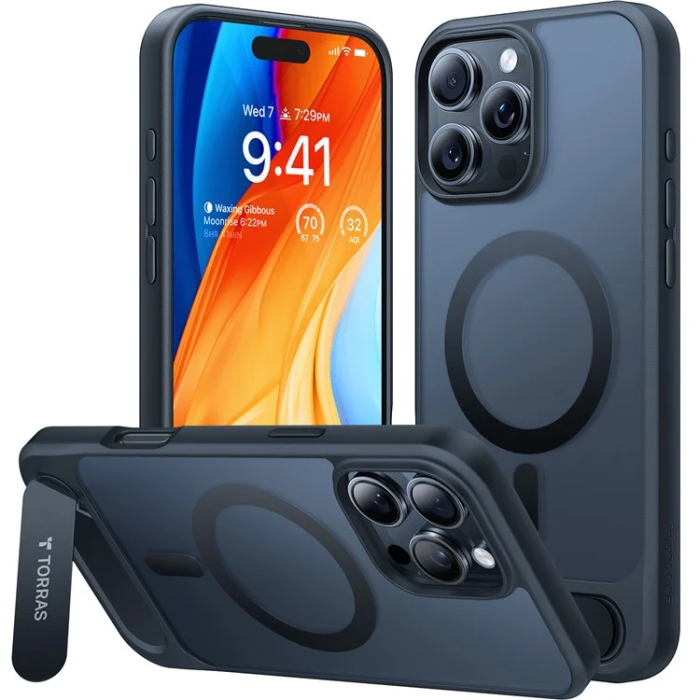 Torras - Torras iPhone 16 Pro Max Mobilskal Magsafe Kickstand - Svart