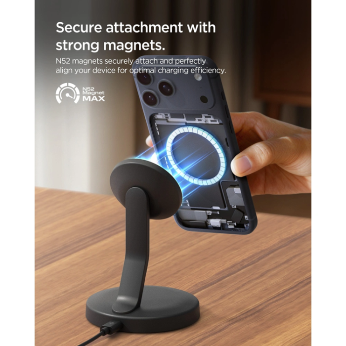 Spigen - Spigen EF151MS Essentials MagSafe Trådlös Laddare 15W - Svart