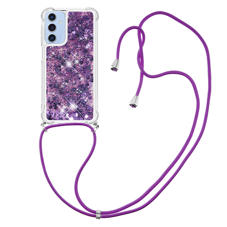 Galaxy A17 / A26 Mobilskal med Snodd - Mörklila / Hearts | 2353 | AlltMobil