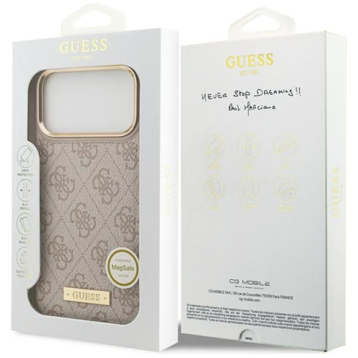 Guess - Guess iPhone 17 Pro Max Mobilskal MagSafe 4G Logo Plate - Rosa