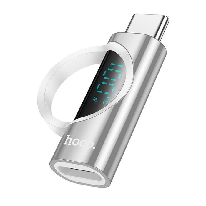 Hoco - Hoco Adapter USB-C Till USB-C Med Display 5A 100W - Silver