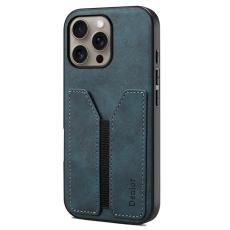 DENIOR - DENIOR iPhone 16 Pro Max Fodral Elastisk Kortficka KonstL&auml;der Bl&aring;