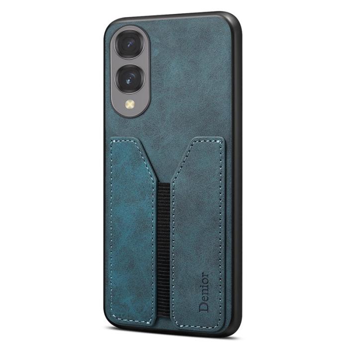 DENIOR - DENIOR Samsung Galaxy S25 Edge Fodral Elastisk Kortficka KonstLäder Blå