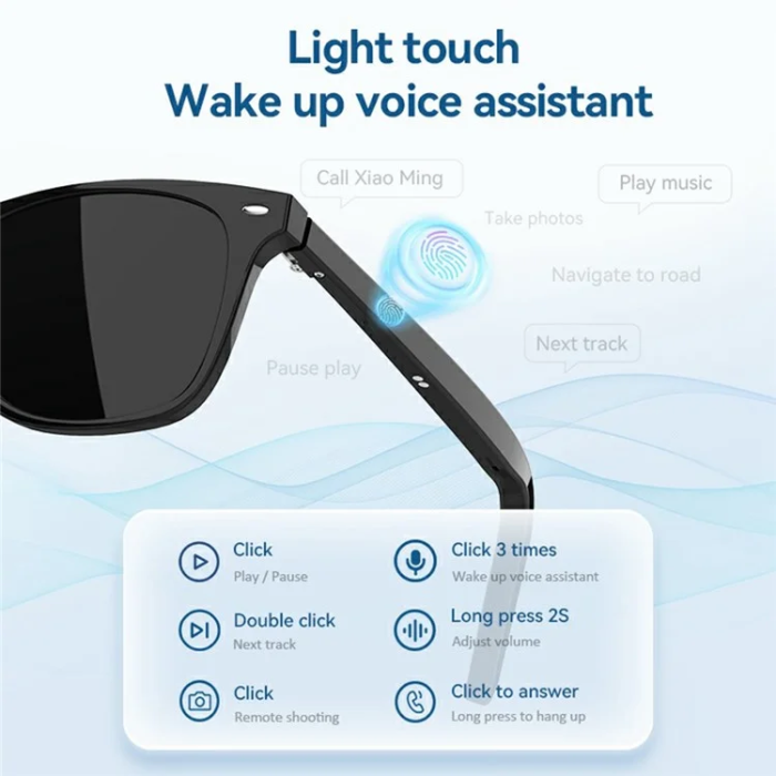OEM - Anti-Blue-Ray Smart Glasögon Bluetooth G05-C - Svart