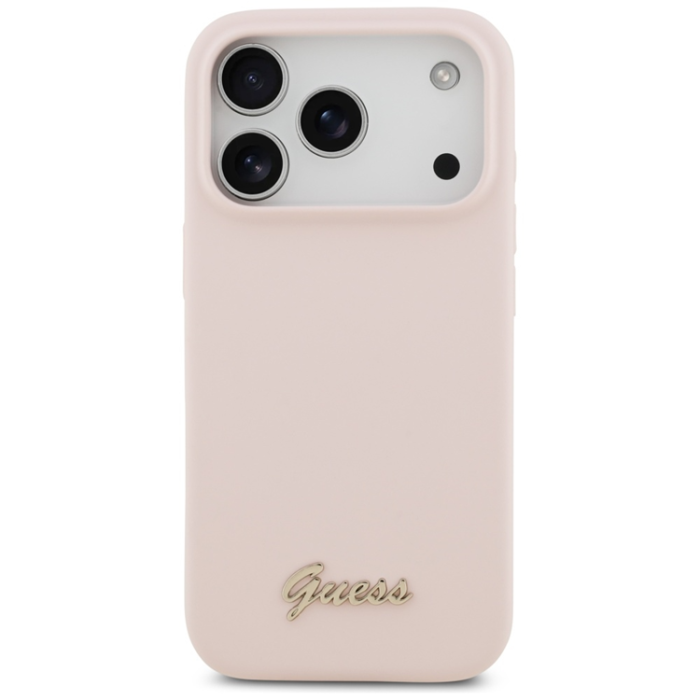 Guess - Guess iPhone 17 Pro Mobilskal Magsafe Script Metal Logo - Rosa