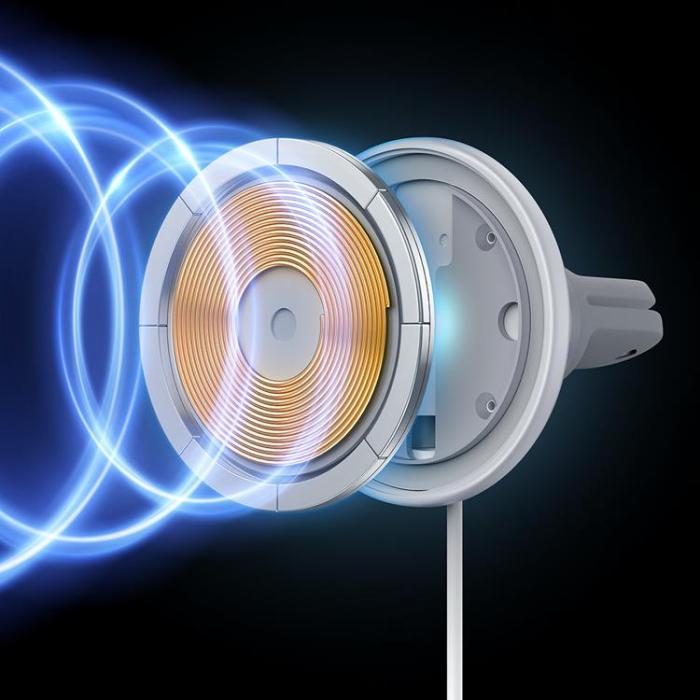 BASEUS - Baseus Magsafe Trådlös Billaddare 15W - Vit