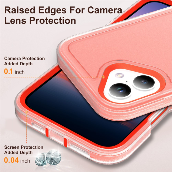 A-One Brand - iPhone 17 Mobilskal Kickstand Silikon - Transparent/Orange