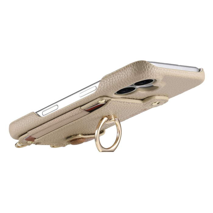 A-One Brand - iPhone 16 Mobilskal med Korthållare Ring Kickstand - Khaki