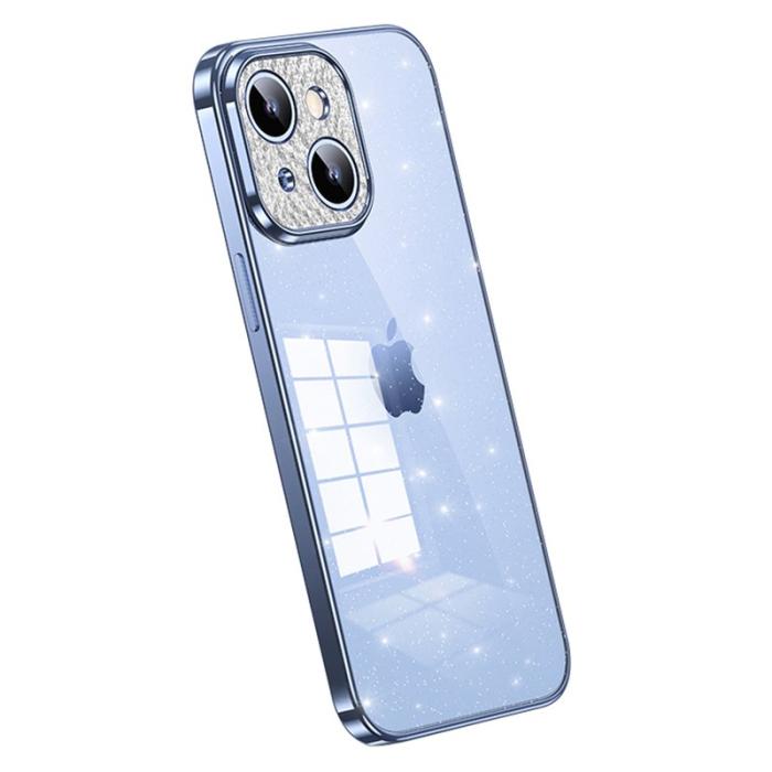 SULADA - SULADA Mobilskal till iPhone 14 Plus TPU Electroplating Blå Rhinestone