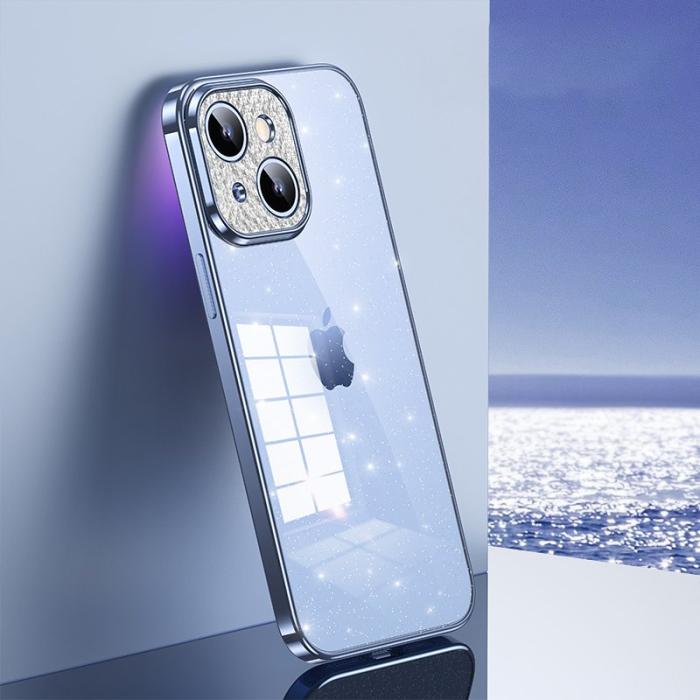 SULADA - SULADA Mobilskal till iPhone 14 Plus TPU Electroplating Blå Rhinestone