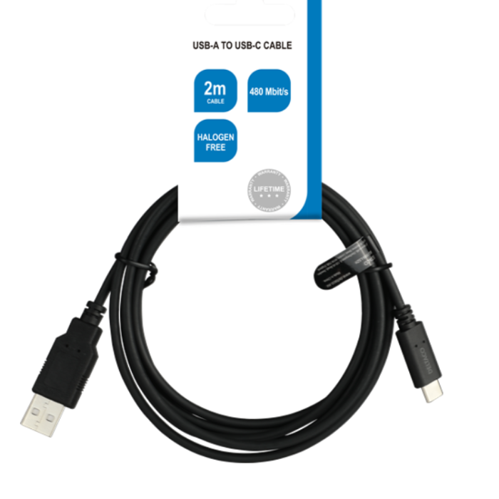 UTGATT1 - Deltaco USB-A till USB-C Kabel LSZH 2m - Svart