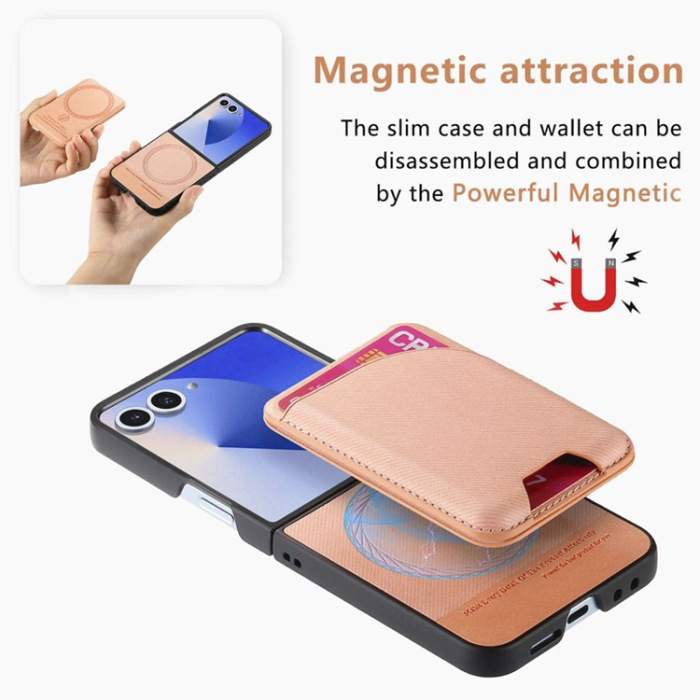 A-One Brand - Galaxy Z Flip 7 Mobilskal Magsafe Korthållare Kickstand - Rosa
