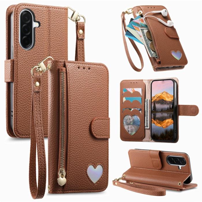 OEM - Plånboksfodral för Samsung Galaxy S26 Konstläder med dragkedja - Brun
