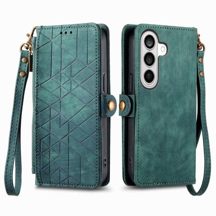 OEM - Plånboksfodral för Samsung Galaxy S26 Konstläder med dragkedja - Grön