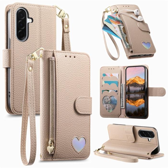 OEM - Plånboksfodral för Samsung Galaxy S26 Konstläder med dragkedja - Khaki