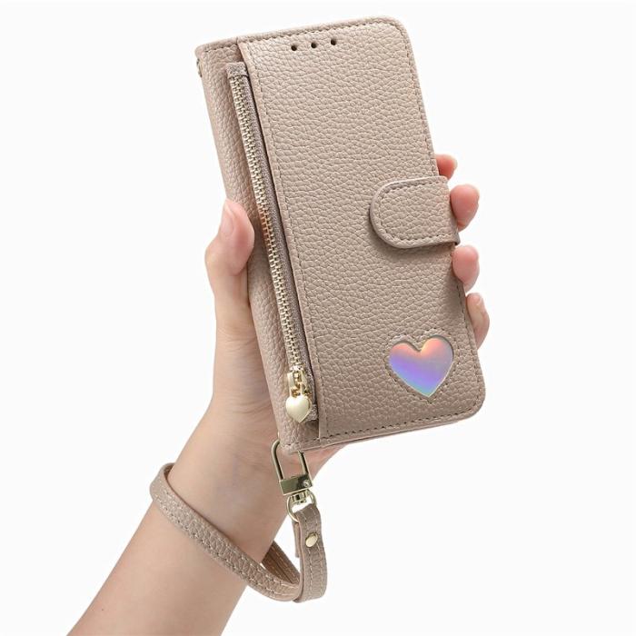 OEM - Plånboksfodral för Samsung Galaxy S26 Konstläder med dragkedja - Khaki