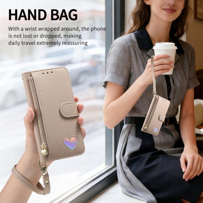 OEM - Plånboksfodral för Samsung Galaxy S26 Konstläder med dragkedja - Khaki
