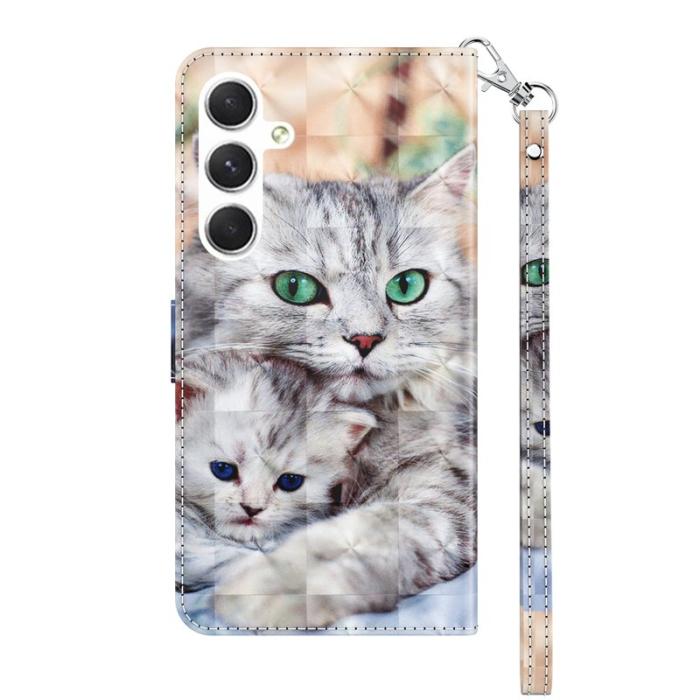 OEM - Mobilfodral för Samsung Galaxy S26 Plus Ställmönster Konstläder - Två katter
