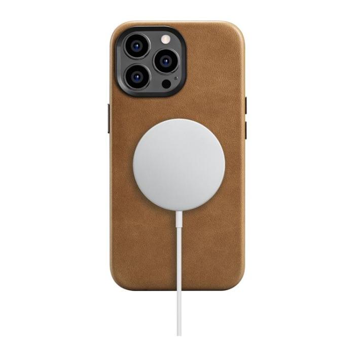ICARER - iCarer iPhone 14 Pro Max Skal Magsafe Äkta Läder Oil Wax - Khaki