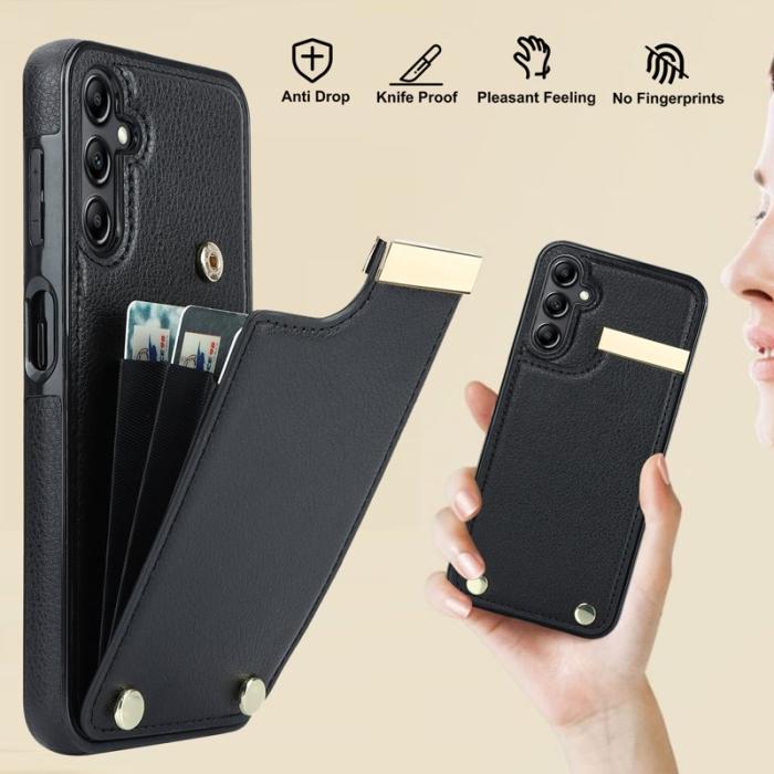 OEM - Mobilskal för Samsung Galaxy S26 TPU + Konstläder med kortfack - Svart