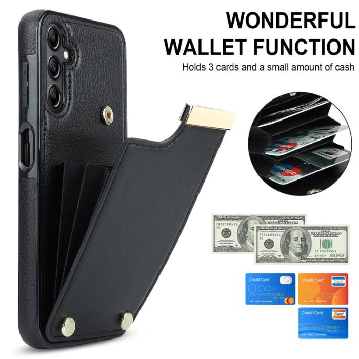 OEM - Mobilskal för Samsung Galaxy S26 TPU + Konstläder med kortfack - Svart