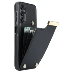 OEM - Mobilskal f&ouml;r Samsung Galaxy S26 TPU + Konstl&auml;der med kortfack - Svart