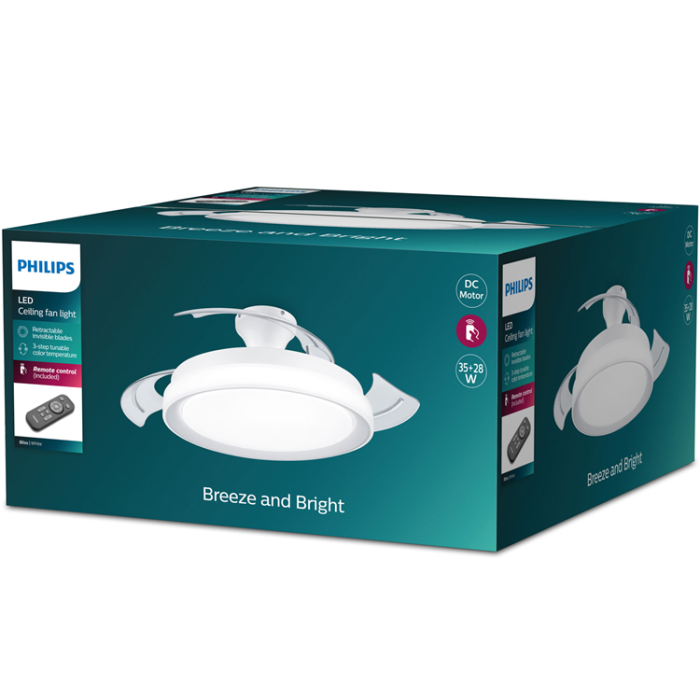 Philips - Philips Bliss Takfläkt med LED-belysning Varm-/kallvitt 4500 lm