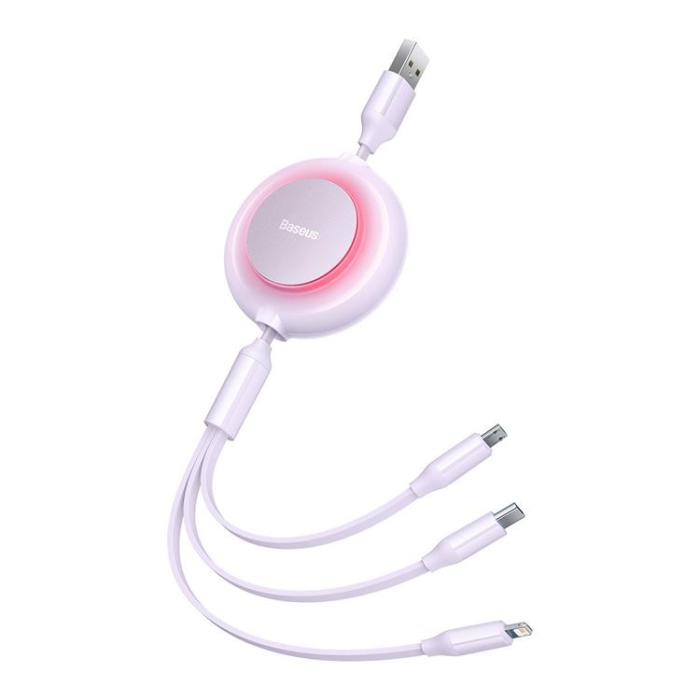 UTGATT1 - Baseus Retractable 3in1 microUSB/Lightning/Typ-C 3.5A 1.1m - Lila