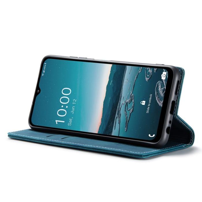Caseme - CASEME 013 Series Samsung Galaxy M53 5G Konstläder Plånboksfodral Blå