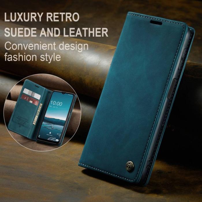Caseme - CASEME 013 Series Samsung Galaxy M53 5G Konstläder Plånboksfodral Blå