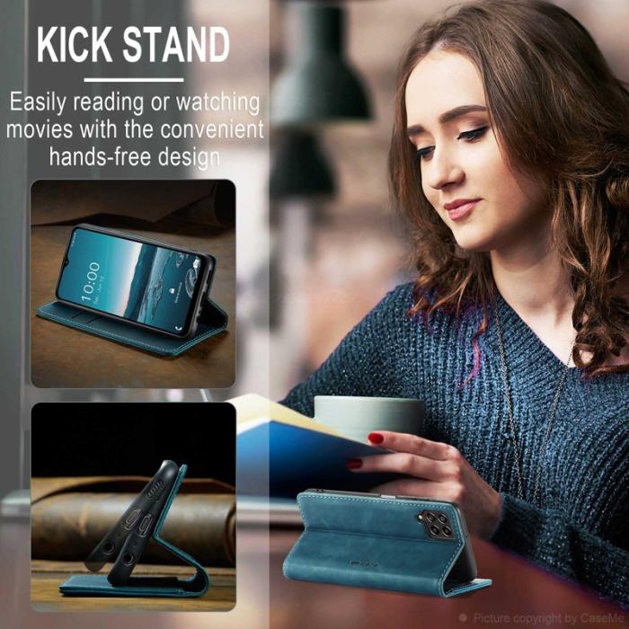 Caseme - CASEME 013 Series Samsung Galaxy M53 5G Konstläder Plånboksfodral Blå