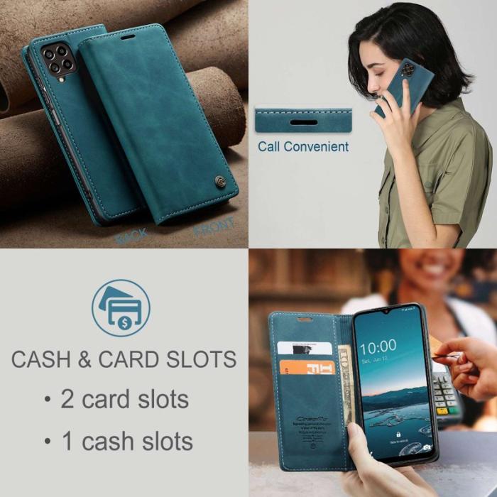 Caseme - CASEME 013 Series Samsung Galaxy M53 5G Konstläder Plånboksfodral Blå