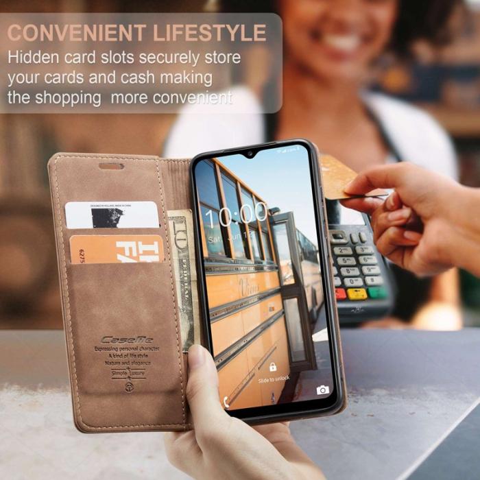 Caseme - CASEME 013 Series Samsung Galaxy M53 5G Konstläder Plånboksfodral Brun