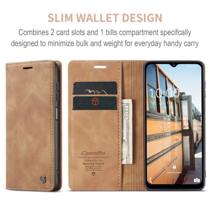 Caseme - CASEME 013 Series Samsung Galaxy M53 5G Konstläder Plånboksfodral Brun