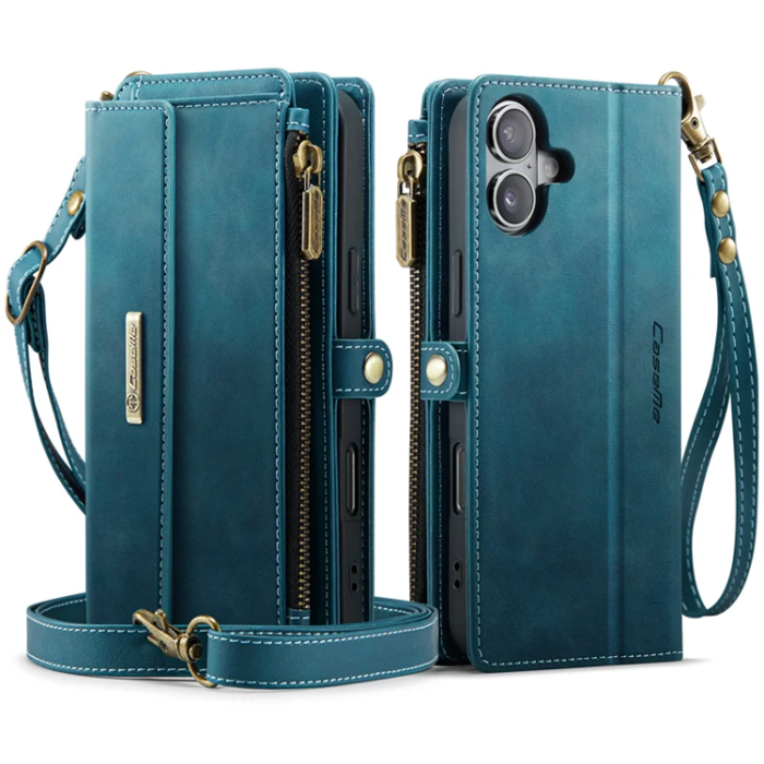 Caseme - Caseme iPhone 16 Plånboksfodral RFID Blocking Zipper - Grön