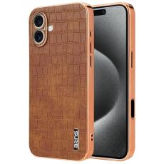 AZNS - AZNS iPhone 16 Plus Fodral Electroplating KonstL&auml;der - Brun