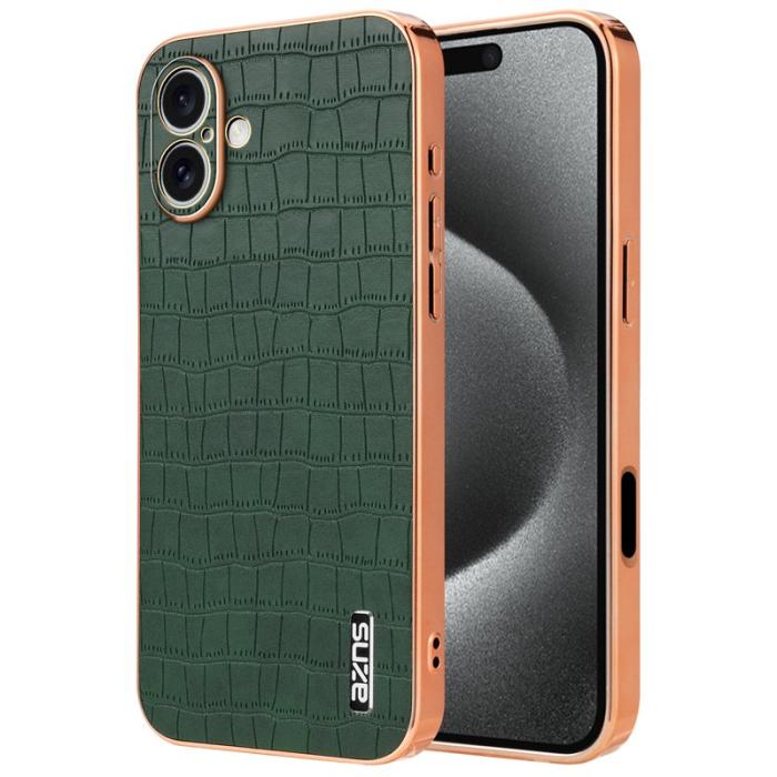 AZNS - AZNS iPhone 16 Plus Fodral Electroplating KonstLäder - Grön