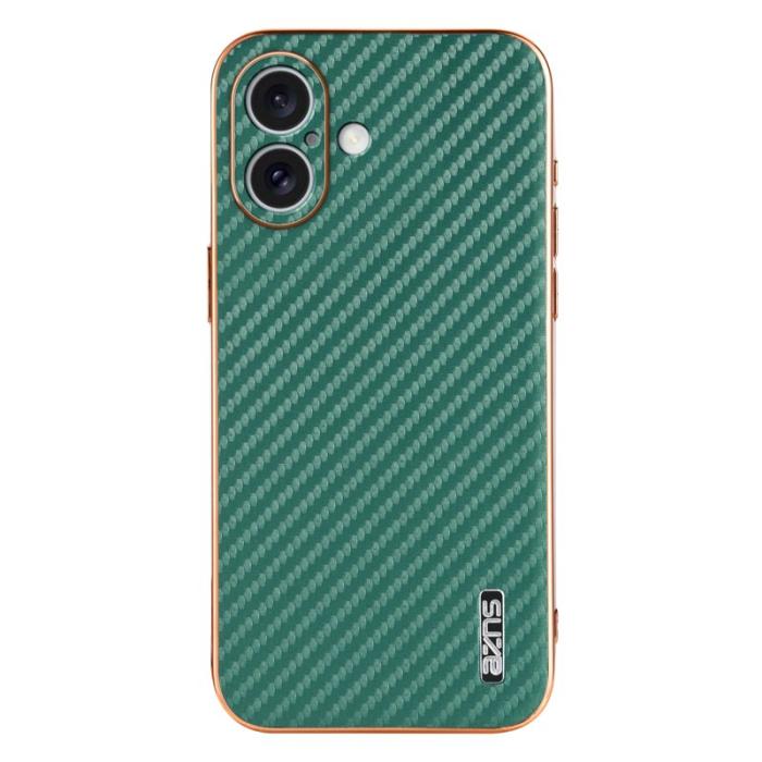AZNS - AZNS iPhone 16 Plus Fodral - Elektropläterad Kolfiber PU+TPU - Grön