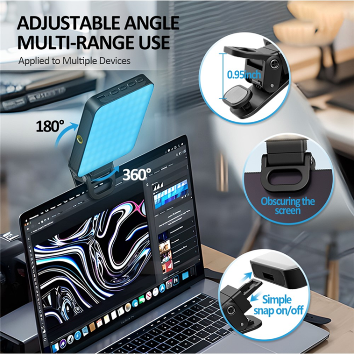 OEM - Magnetisk RGB-Fyllnadslampa Videokonferensbelysning för Mobil XJ77-RGB