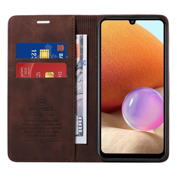 BETOPNICE - BETOPNICE 003 Plånboksfodral för Samsung Galaxy A32 5G - Konstläder - Brun