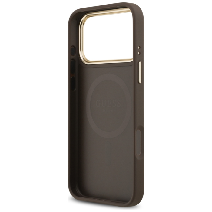 Guess - Guess iPhone 17 Pro Mobilskal Magsafe Grained Strass Logo - Brun