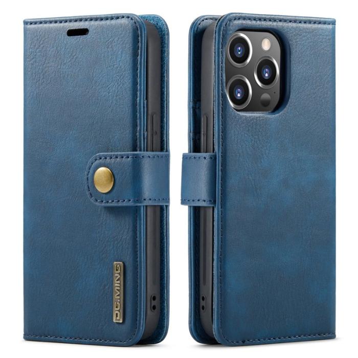 DG.MING - DG.MING iPhone 16 Pro Plånboksfodral Äkta Läder Avtagbart - Blå