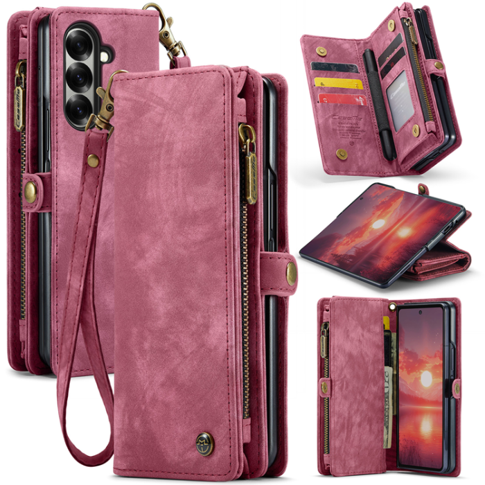 Caseme - CASEME Galaxy Z Fold 7 Plånboksfodral Med Rem - Röd
