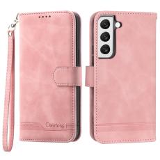 DIERFENG - DIERFENG DF-03 Pl&aring;nboksfodral i Konstl&auml;der f&ouml;r Samsung Galaxy S22 - Rosa