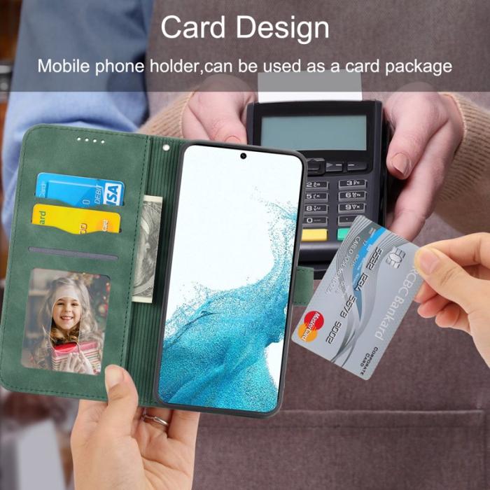 DIERFENG - DIERFENG DF-03 Plånboksfodral i Konstläder för Samsung Galaxy S22 - Grön