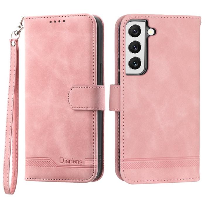 DIERFENG - DIERFENG DF-03 Plånboksfodral i Konstläder för Samsung Galaxy S22 - Rosa
