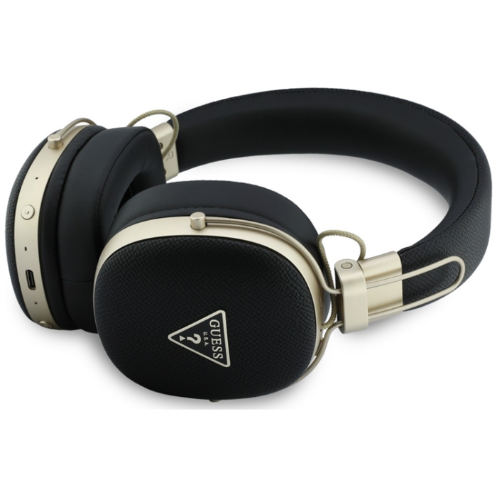 Guess - Guess On-Ear Hörlurar Bluetooth ENC Metal Grained Triangle Logo - Svart